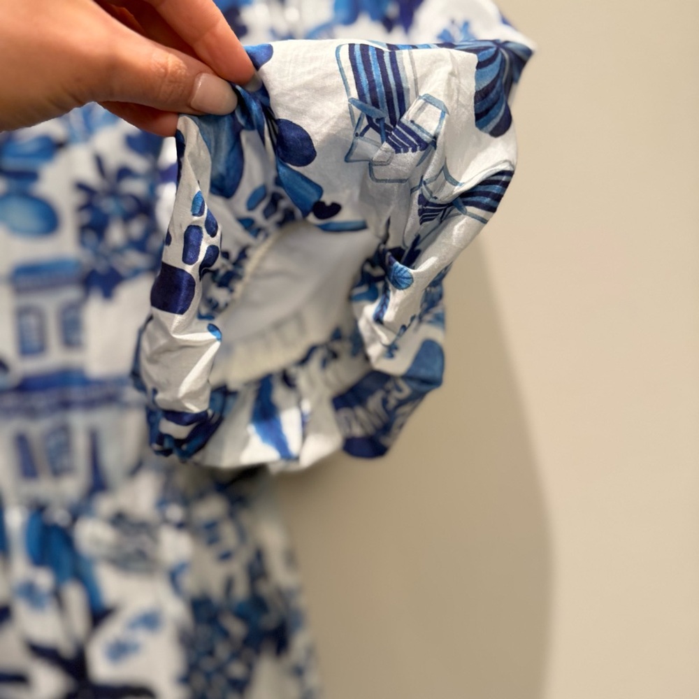 NWT- Farm Rio Sweet Rio Mini Dress Blue and White Size XXS - Picture 4 of 10
